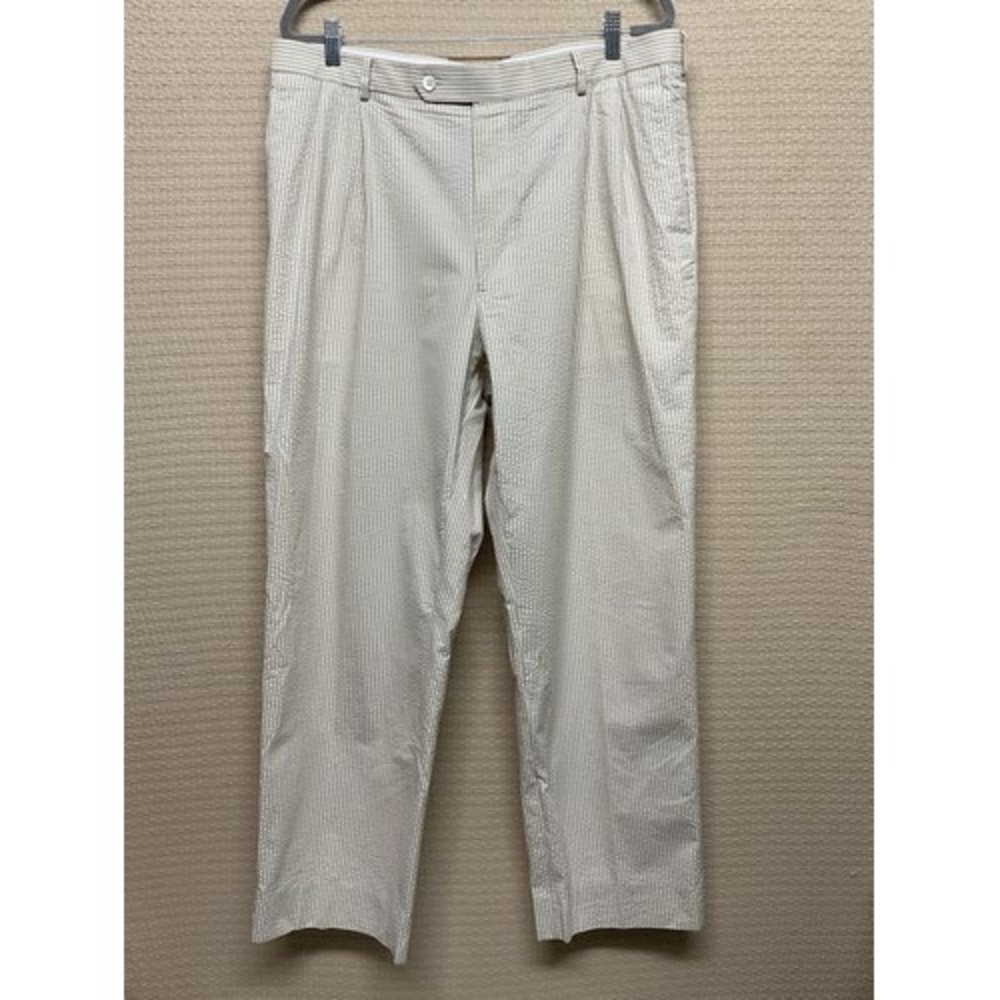 Brooks Brothers Elliot Seersucker Striped Pleated Pants Men 38x31‎ Thailand
